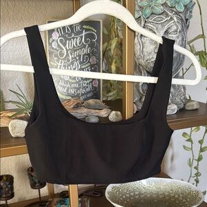 Princess Polly Black Fitted Crop Tank Top